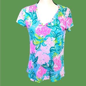 Lilly Pulitzer Etta V-Neck Top Floral XS Excellent Condition